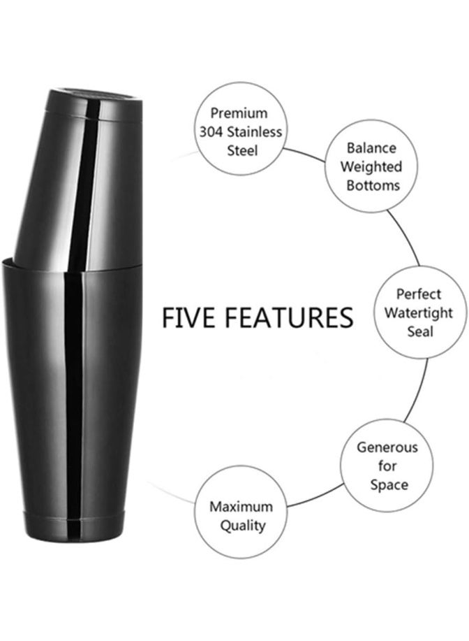 LINALL خلاط كوكتيل بوسطن من الفولاذ المقاوم للصدأ - 2 قطعة 18 أونصة و 28 أونصة - مجموعة خلاط محترف - CTSK0013 (أسود) - Image 4