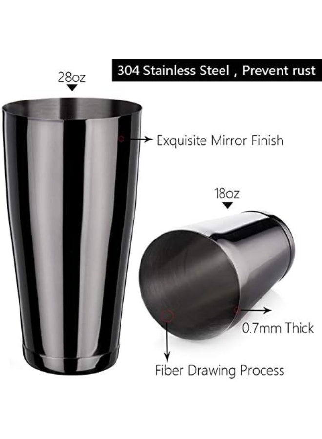 LINALL خلاط كوكتيل بوسطن من الفولاذ المقاوم للصدأ - 2 قطعة 18 أونصة و 28 أونصة - مجموعة خلاط محترف - CTSK0013 (أسود) - Image 2