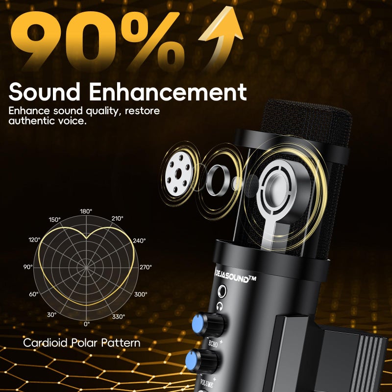 Dejasound Upgraded Studio Recording Microphone with Isolation Shield & Pop Filter - Music Condenser Mic for Podcasting, Singing, Home Studio - Sound for PC, Laptop, Smartphone - Image 2