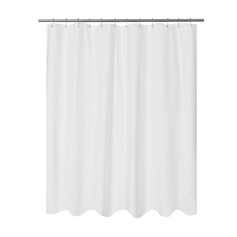 Mrs Awesome Mrs Awesome Embossed Microfiber Short Shower Curtain Liner 71 x 66 inches Soft Fabric Shower Curtain Washable and Water Repellent71x66 White 