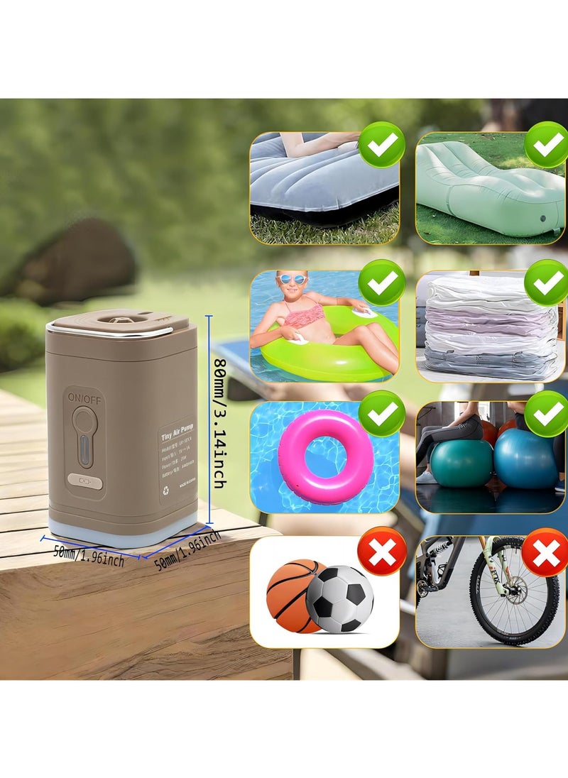 CMGTYYD Electric Air Pump with 5 Nozzles, Mini Air Pump 2 in 1 Quick Inflate and Deflate, Portable Travel Pump with Rechargeable Battery and LED Lighting, Small Electric Inflator Deflator  - Image 2