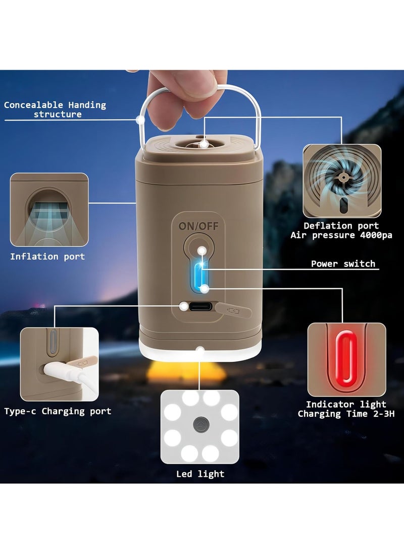 CMGTYYD Electric Air Pump with 5 Nozzles, Mini Air Pump 2 in 1 Quick Inflate and Deflate, Portable Travel Pump with Rechargeable Battery and LED Lighting, Small Electric Inflator Deflator  - Image 4