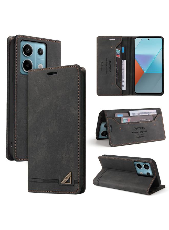 The Bros Case For Xiaomi Redmi Note 13 Pro 5G Skin Feel Anti-theft Brush Horizontal Flip Leather Case with Holder