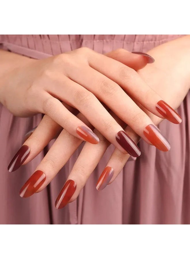 Semi-Cured Gel Nail Wraps – Salon Quality Manicure – Easy Apply & Remove – 20 Strips + File + Wooden Stick - Image 1