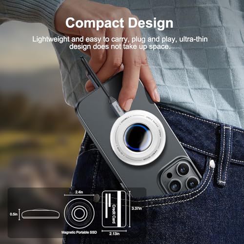Fikwot FP108 2TB Magnetic Portable SSD, External Solid State Drives with PD-100W and 2050MB/s USB-C 3.2 Gen 2x2, Play While Charging, Compatible with iPhone 16/15 Pro Max, Android, PC, Mac, Switch Lite - Image 3
