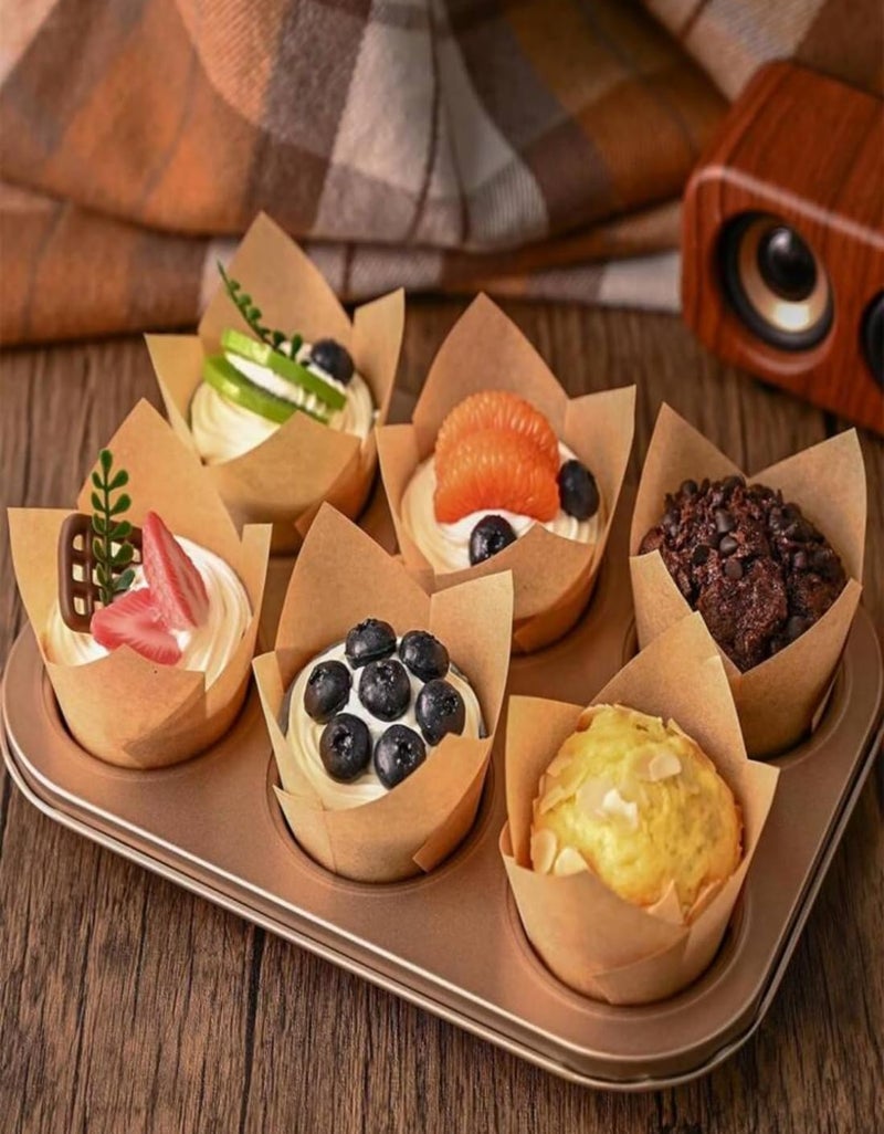 Pack of 100 Muffin Moulds, Mini Muffins Paper Cases, Cupcake Muffin Cases Made of Paper, Cupcake Moulds Gold, Disposable Baking Cups for Christmas, Wedding, Birthday Party, Random Color (M5) - Image 3