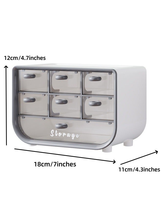 Dustproof Plastic Desktop Storage Box with Drawer Multi-functional Desk Organizer,Cosmetic Organizer Storage Case,Office Stationery Storage Cabinet, Bathroom Desktop Drawer Cabinet, Desktop Storage Box for Office Home,18x11x12cm  - Image 2