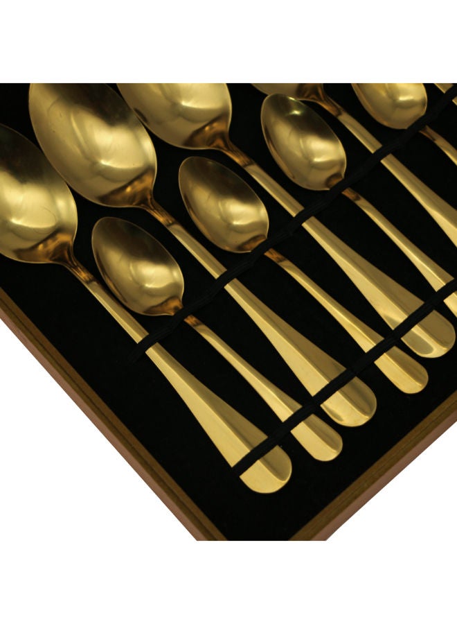 ريفان مجموعة من 24 قطعة من أدوات المائدة الفضية المصنوعة من الفولاذ المقاوم للصدأ ، أطقم أدوات المائدة ، سكين ، شوكة ، ملعقة ، ملعقة شاي ذهبي - Image 2