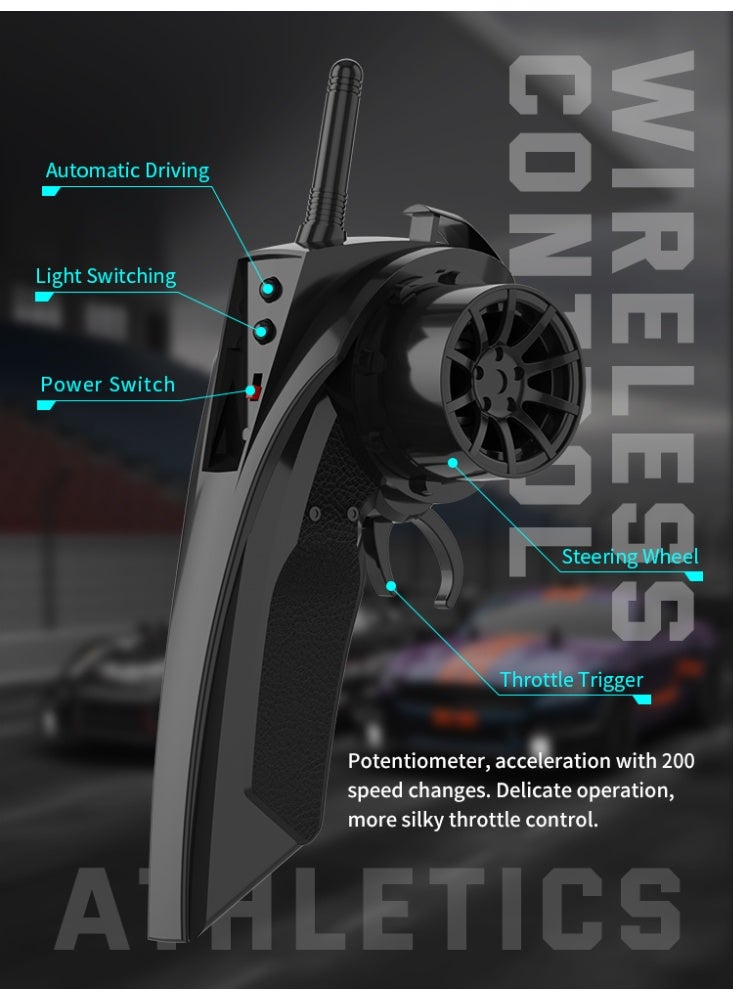 سيارة درفت راديو كنترول 1:14 مع دفع رباعي 4WD، بتردد 2.4GHz، سرعة عالية تصل إلى 40 كم/س، سيارة رياضية للسباقات مع أضواء LED وعجلات للسباق والدرفت - Image 5