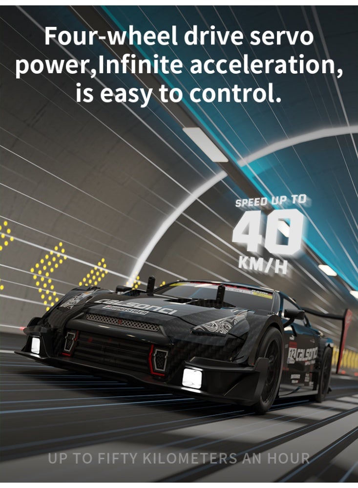 سيارة درفت راديو كنترول 1:14 مع دفع رباعي 4WD، بتردد 2.4GHz، سرعة عالية تصل إلى 40 كم/س، سيارة رياضية للسباقات مع أضواء LED وعجلات للسباق والدرفت - Image 2