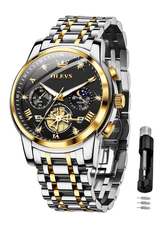 OLEVS Mens Watches Chain Chronograph Business Dress Quartz Stainless Steel Wrist Watch Waterproof Luminous Date - Image 1