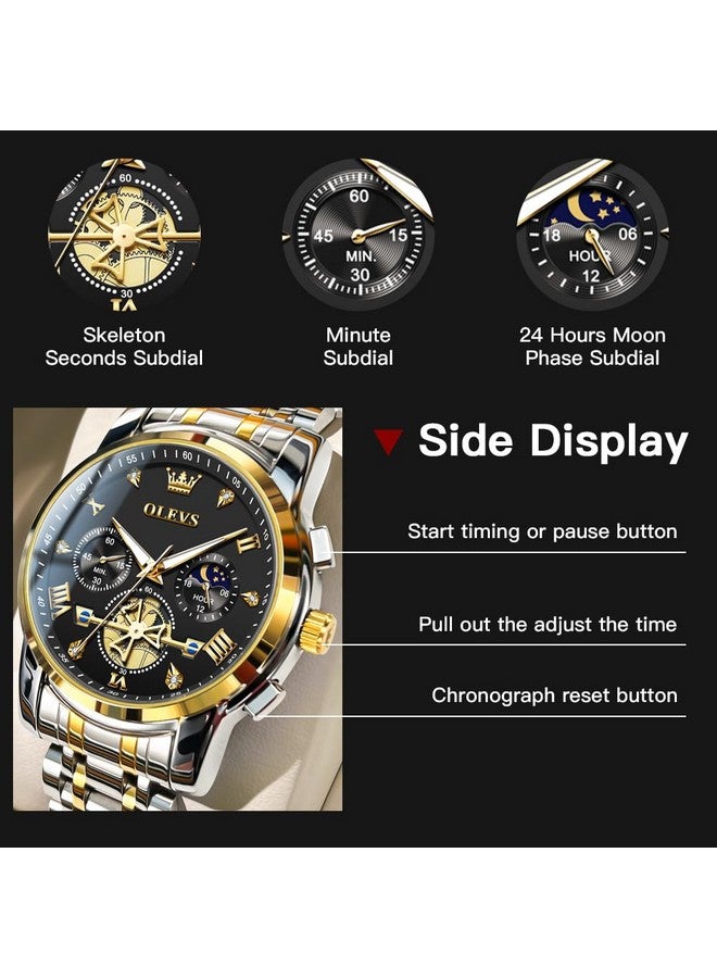 OLEVS Mens Watches Chain Chronograph Business Dress Quartz Stainless Steel Wrist Watch Waterproof Luminous Date - Image 5