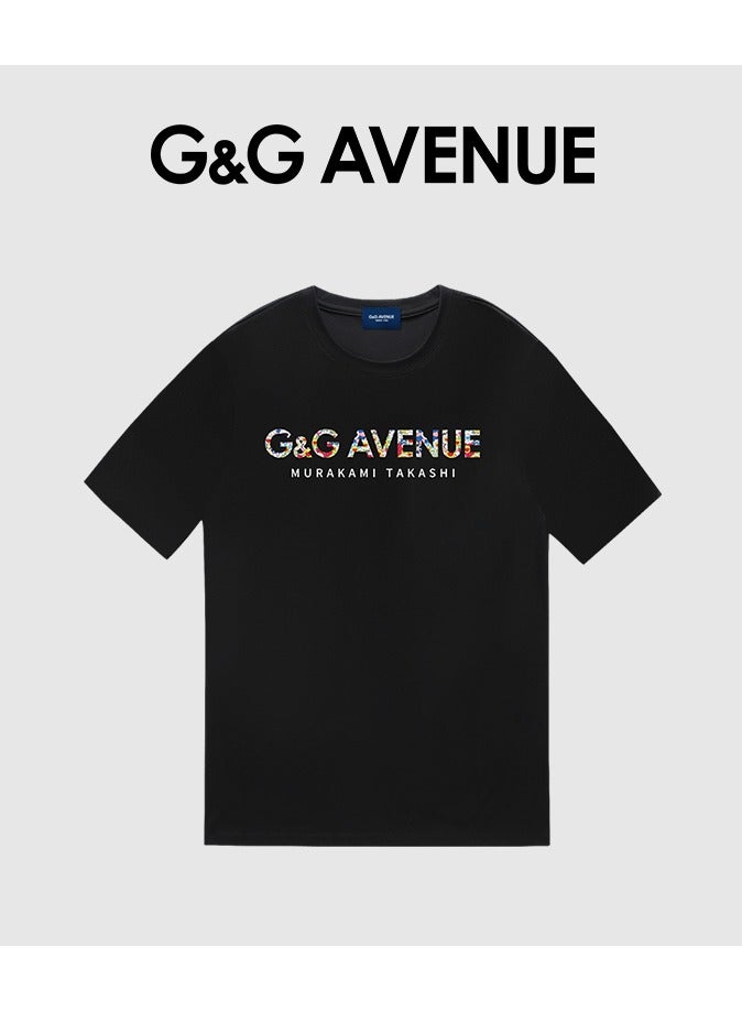 G&G AVENUE Men's loose T-shirt pure cotton thick and high-quality  1/2 sleeve shirt slim fit new trend black Heavy cotton fabric - Image 3