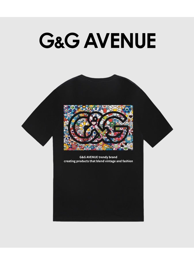 G&G AVENUE Men's loose T-shirt pure cotton thick and high-quality  1/2 sleeve shirt slim fit new trend black Heavy cotton fabric - Image 4