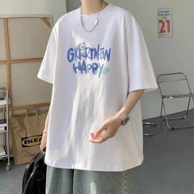 Short-sleeved Men's Summer Trendy Brand 2022 New Hong Kong Style T-shirt ins All-match Loose Thin Student Harajuku Half-sleeved T-shirt - Image 1