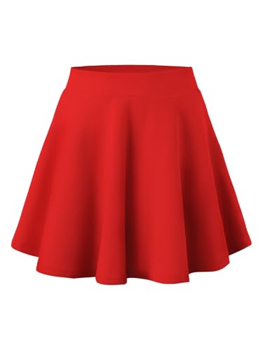 Hvididan Girls Red Skater Skirts,Size 5-6 Uniform Pleated Mini Skater Skirts for Kids Girls Girls Casual Flare Plain Skirt - Image 1