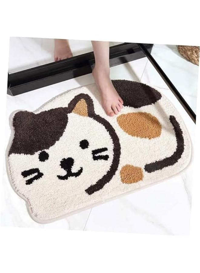 HOOKOR Cat-Shaped Floor Mat ，Door Mats Indoor Front Door Entrance Mat ，Bedroom Carpet Household Floor Wipe,Adorable Design Cat-Picture Bath Mat Door Mat Dry Carpet，45 * 65cm (Beige) - Image 2
