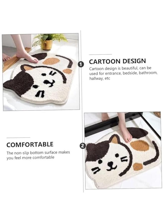 HOOKOR Cat-Shaped Floor Mat ，Door Mats Indoor Front Door Entrance Mat ，Bedroom Carpet Household Floor Wipe,Adorable Design Cat-Picture Bath Mat Door Mat Dry Carpet，45 * 65cm (Beige) - Image 3