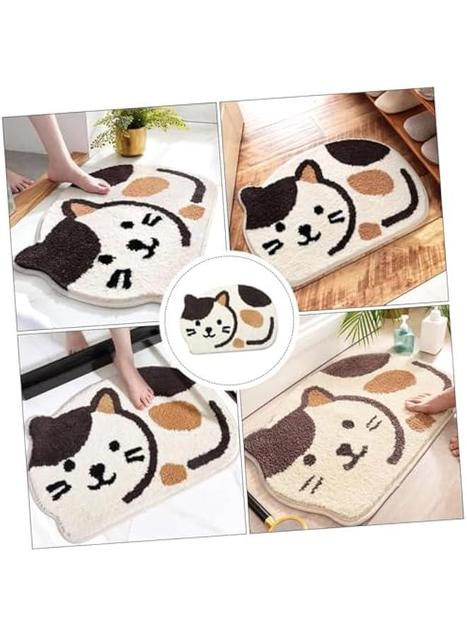 HOOKOR Cat-Shaped Floor Mat ，Door Mats Indoor Front Door Entrance Mat ，Bedroom Carpet Household Floor Wipe,Adorable Design Cat-Picture Bath Mat Door Mat Dry Carpet，45 * 65cm (Beige) - Image 4