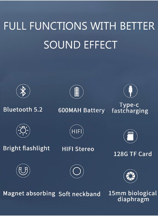 Wireless Bluetooth Headphones With Light Foldable Wireless Sport Earphones with Mic for Gym Running Driving Noise-canceling Headset with TF Card Slot
