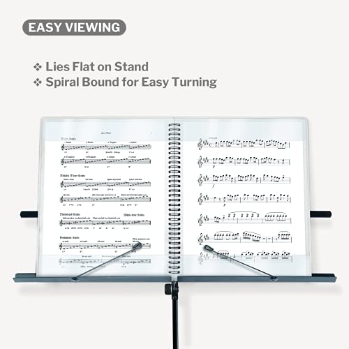 CRANBURY Sheet Music Folder 8.5x11 - Dual Use Music Holder (Black), Store Pages Inside 24 Protective Sleeves or Annotate Exposed Pages, Music Binder with Spiral Binding Stays Opens and Lays Flat - Image 2