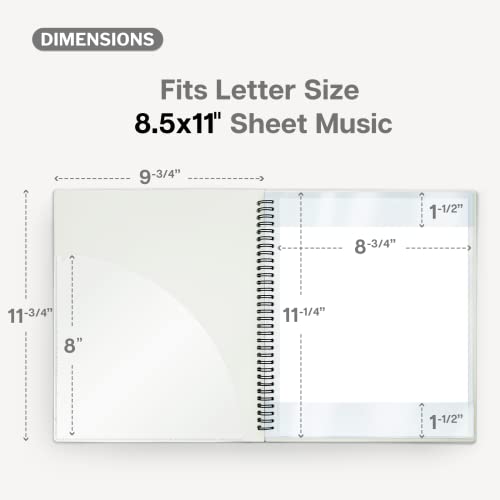 CRANBURY Sheet Music Folder 8.5x11 - Dual Use Music Holder (Black), Store Pages Inside 24 Protective Sleeves or Annotate Exposed Pages, Music Binder with Spiral Binding Stays Opens and Lays Flat - Image 5
