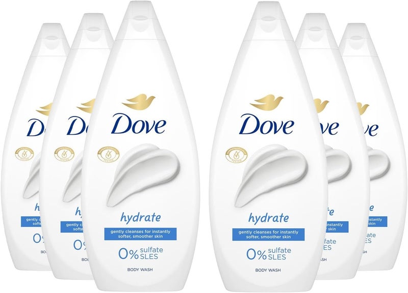 Dove Body Wash 0 Sulfate SLES for Women Made with Naturally Derived Cleansers and Plant Based Moisturiseres Gently Cleanses for Softer and Smoother Skin 720ml Buy 6 Hydrate