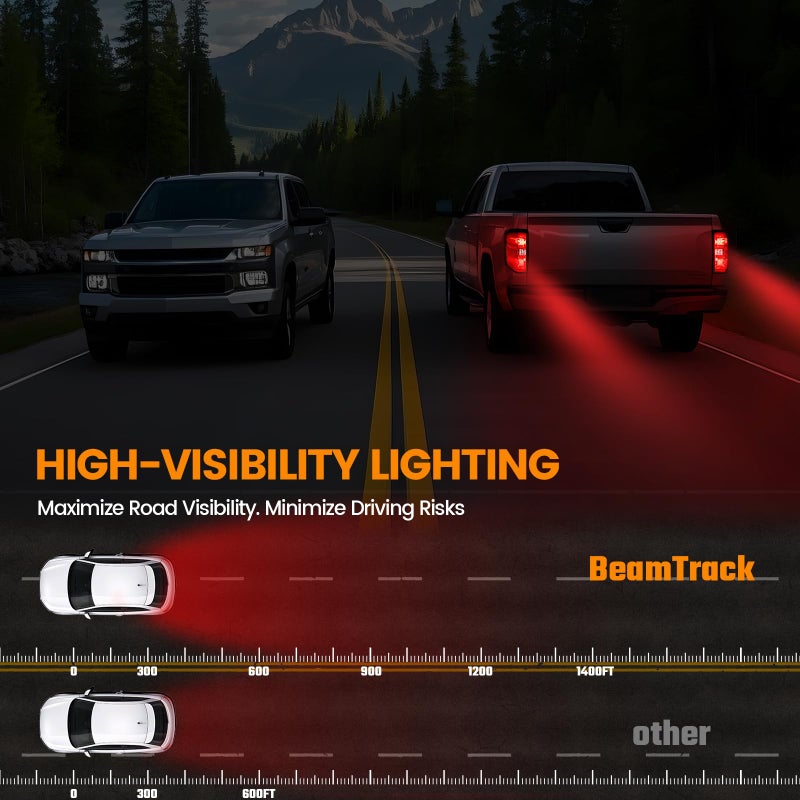 BeamTrack مجموعة مصابيح الذيل BeamTrack متوافقة مع شيفروليه سيلفرادو 1500 2500HD 3500HD من 2014 إلى 2019 لمصابيح الفرامل الخلفية الجانبية اليسرى واليمنى مع المصابيح والحزمة، استبدال GM2801261 23141275 GM2800261 23431875 - Image 5