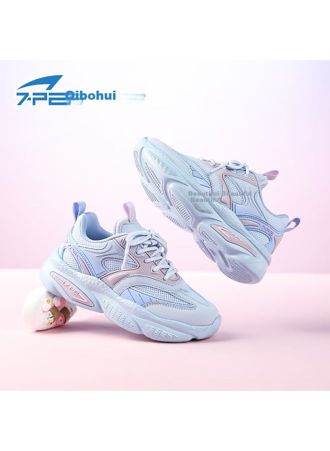 7-pe Girls' Shoes Spring New Breathable Mesh Lightweight Soft Sole Casual Versatile Kids Sports Shoes For Older Children