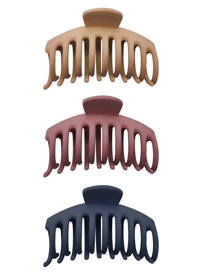 EPARTY-3 PCS Big Hair Claw Clips for Women Large Claw Clip for Thin Thick Curly Hair 90's Strong Hold 4.33 Inch Nonslip Matte Hair Clips RANDOM COLOR - Image 1
