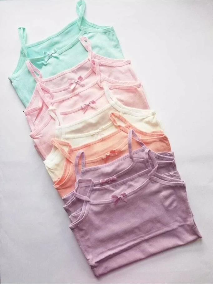 KOTA Girl Child Colorful Rope Strap Undershirt 12 Pieces - 3411