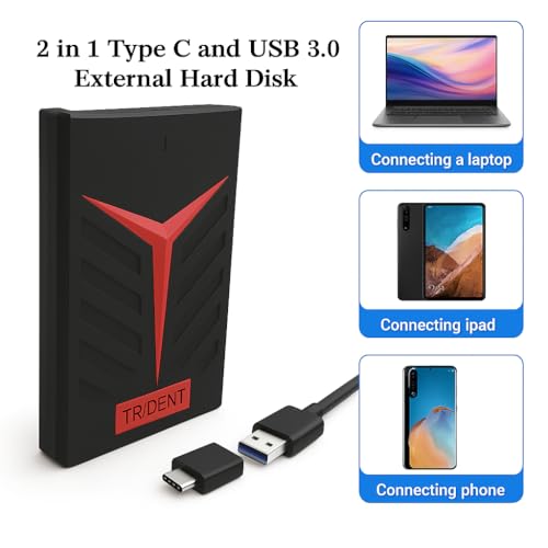 MAYUMI Trident 500 GB Hi-Speed Portable Hard Drive, Type-C and USB 3.0, 2-in-1 Mobile and PC Compatible, Heavy Duty Ultra Slim HDD, 2 Yrs Warranty (Trident, 500 GB) - Image 3