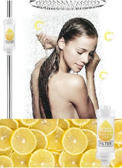 H201 Shower Head Filter - Vitamin C Shower Infuser , Hard Water Softener, Chlorine & Fluoride Shower Filter, Water Purifying Filtered Shower Head with Beads, Helps Dry Skin & Hair Loss (Lemon)  - Image 4