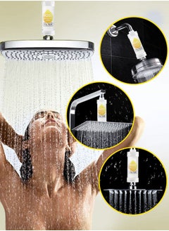 H201 Shower Head Filter - Vitamin C Shower Infuser , Hard Water Softener, Chlorine & Fluoride Shower Filter, Water Purifying Filtered Shower Head with Beads, Helps Dry Skin & Hair Loss (Lemon)  - Image 2