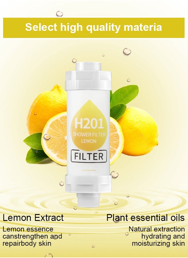 H201 Shower Head Filter - Vitamin C Shower Infuser , Hard Water Softener, Chlorine & Fluoride Shower Filter, Water Purifying Filtered Shower Head with Beads, Helps Dry Skin & Hair Loss (Lemon)  - Image 5