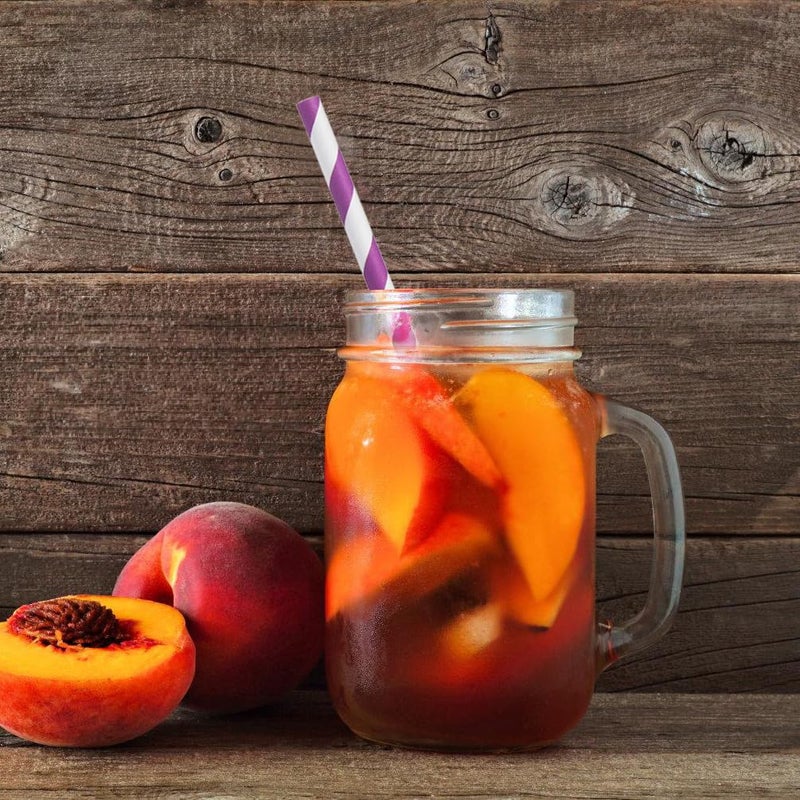 ALINK 100 Purple and White Striped Paper Straws  Biodegradable Disposable Drinking Straws for Valentine's Day  Halloween  Bridal Shower  Brithday  New Year  Party Decoration - Image 5