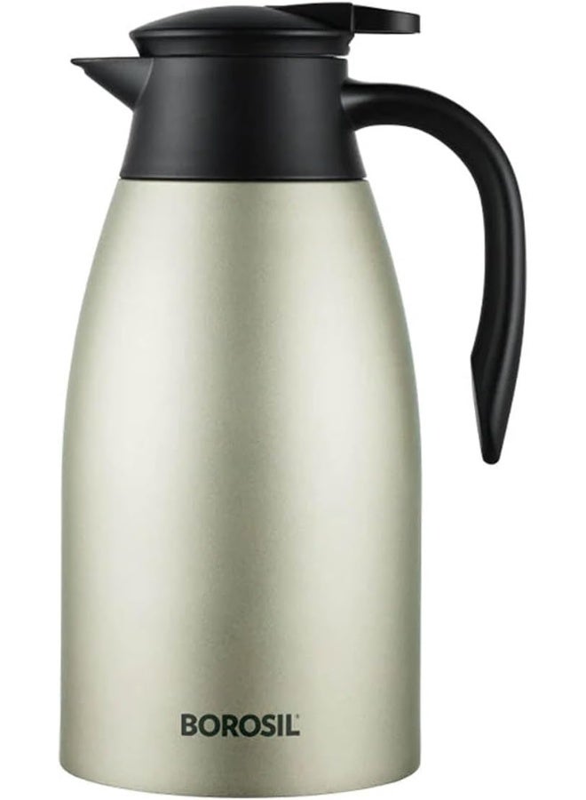 Borosil Stainless Steel Oyster Vacuum Insulated Teapot, 2 L Oyster - Image 1