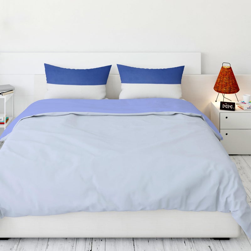 JDX Sleeping Pillow Polyester Fibre Solid Sleeping Pillow Pack of 2 (White and Blue) | Pillow, Pillows, Takiya, Pillow Set - Image 2