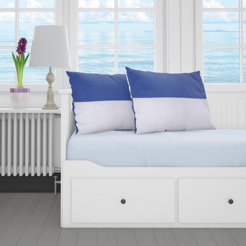 JDX Sleeping Pillow Polyester Fibre Solid Sleeping Pillow Pack of 2 (White and Blue) | Pillow, Pillows, Takiya, Pillow Set - Image 3