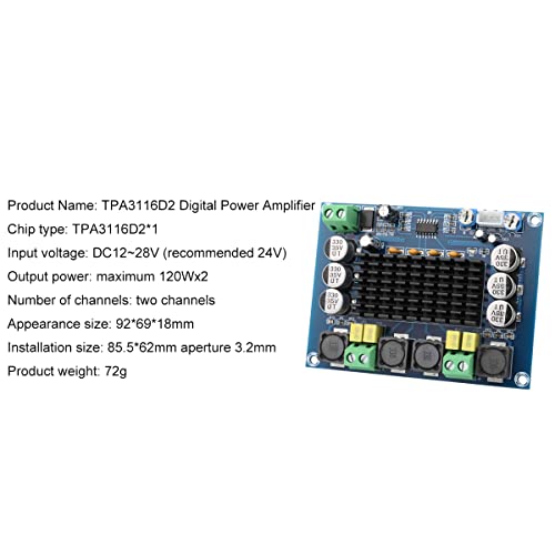 Clyxgs TPA3116D2 Dual Channel Class D Digital Power Audio Amplifier Board, DC12-26V High Power Stereo AMP Module for Car Vehicle Computer Speaker DIY Home Theater Audio System - Image 4