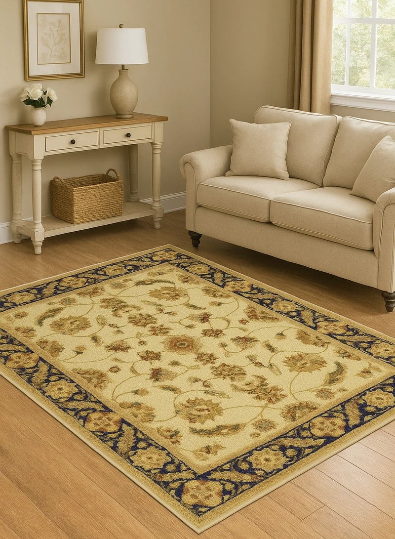 LOFT Bristol, Sofa Rug, Modern Living Room Rug, Soft Floor Mats, Rug Cushions, Non-Slip Sofa Rug, Washable Living Room Rug, Size 120*170cm,BEIGE/NAVY-1339-CG1-I - Image 3