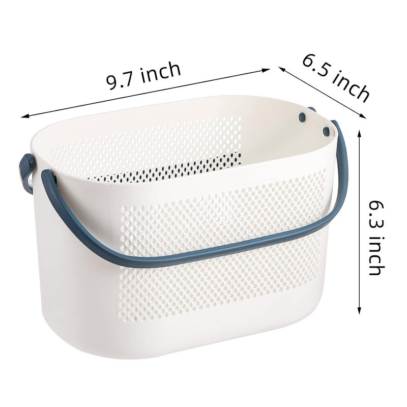 TRADY 4 Pack Plastic Storage Baskets with Handles Portable Shower Caddy Shelf Organizers Basket Stackable Toiletry Bag for Bathroom Kitchen Dorm Room Pantry Garage Bedroom - Image 2