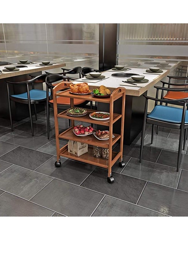 FFD 4 Floor Bamboo Kitchen Trolley 60 x33x81cm Kitchen Storage Rack Serving Trolley Serving Trolley Island Cart with Rotating Wheels Storage Shelf Rack with Wheels Storage Trolley Storage Shelf - Image 5