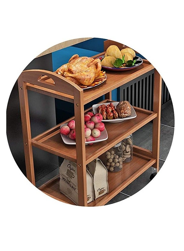 FFD 4 Floor Bamboo Kitchen Trolley 60 x33x81cm Kitchen Storage Rack Serving Trolley Serving Trolley Island Cart with Rotating Wheels Storage Shelf Rack with Wheels Storage Trolley Storage Shelf - Image 3