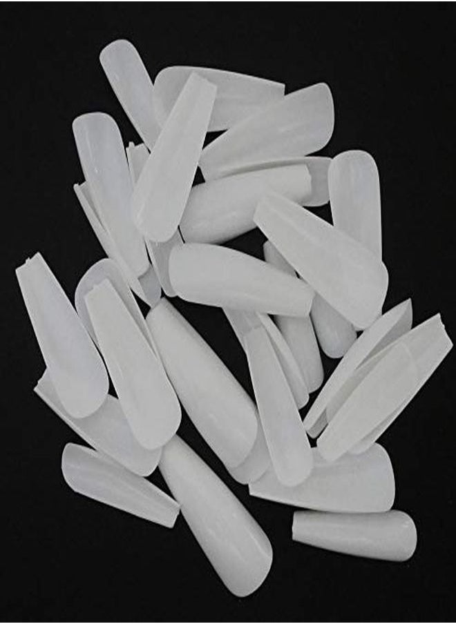 LoveOurHome 100Pc Colored Long Coffin False Nails Artificial Acrylic Tips Ballerina Shape Xl Press On Fake Nails Manicure Fingernail Diy Decor For Women Girls (White)  - Image 4