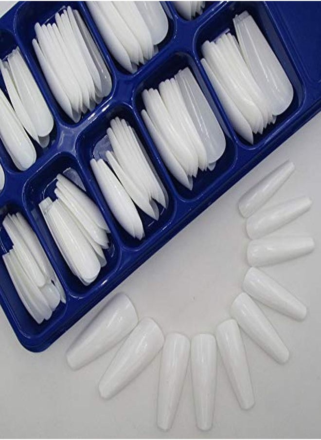 LoveOurHome 100Pc Colored Long Coffin False Nails Artificial Acrylic Tips Ballerina Shape Xl Press On Fake Nails Manicure Fingernail Diy Decor For Women Girls (White)  - Image 5