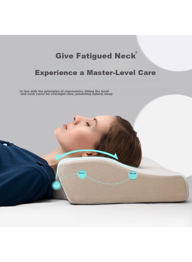Jago Jiaoao Pillow, Slow Rebound Memory Foam Pillow Core, Deep Sleep, Adult Cervical Spine Sleep Pillow, Butterfly Low Pillow, White - Image 2