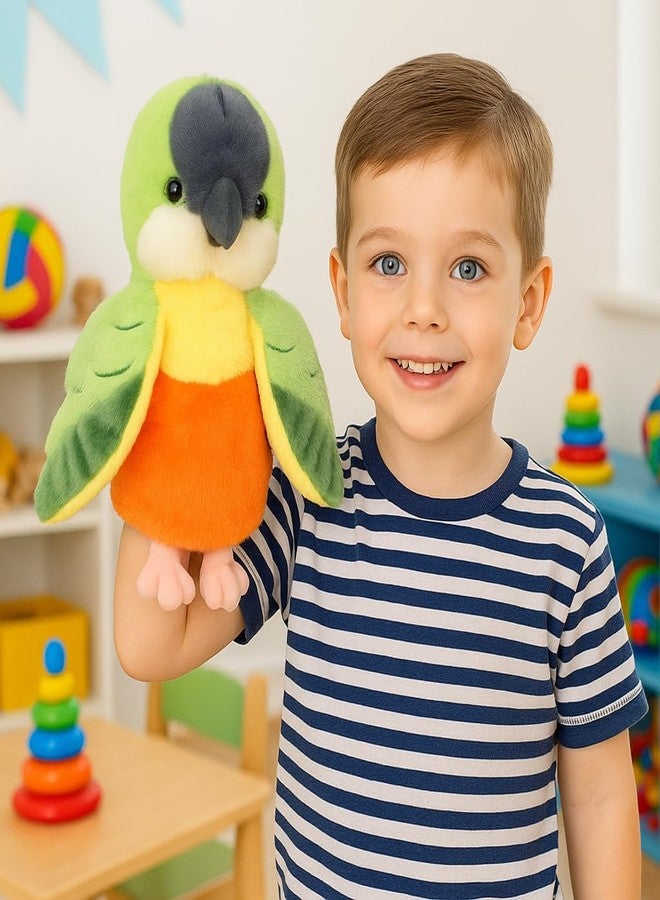 Easfan Green Parakeet Parrot Hand Plush Puppet Cute Bird Interactive Storytelling Cute Soft Plush Toy Creativity and Imagination Easter Christmas Birthday Gifts for Toddlers Kids,11.5’’ - Image 3