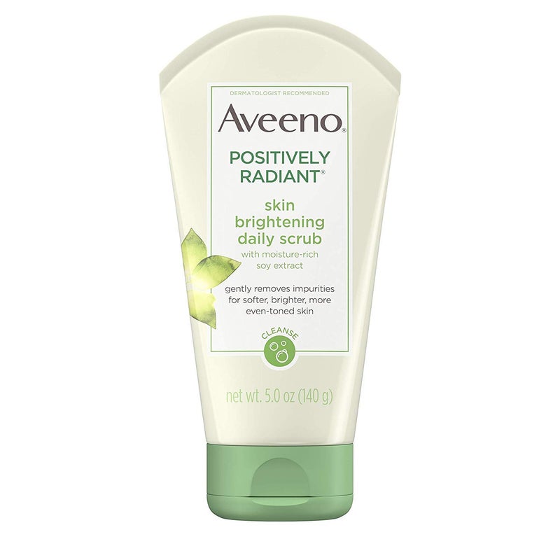 Aveeno Positively Radiant Skin Brightening Exfoliating Daily Facial Scrub with Moisture-Rich Soy Extract, Jojoba & Castor Oils, Soap-Free, Hypoallergenic & Non-Comedogenic Face Cleanser, 5 oz (Pack of 2) - Image 1
