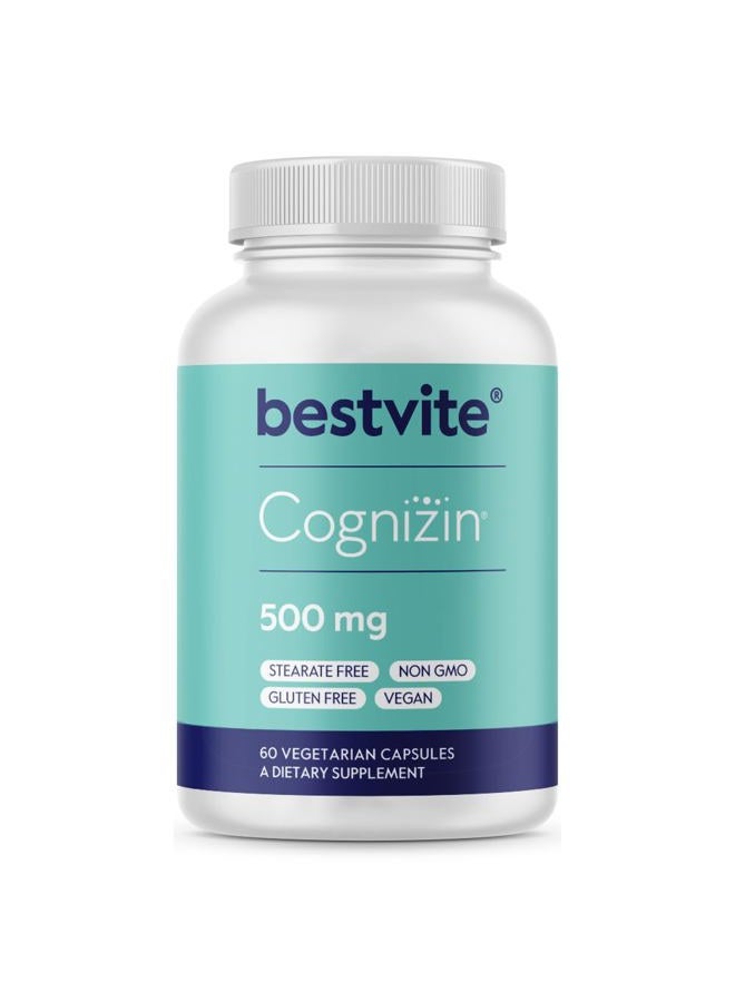 BESTVITE كوجنيزين سيتيكولين 500 مجم (60 كبسولة نباتية) - شكل من أشكال سيتيكولين تمت دراسته سريريًا - بدون ستيرات - نباتي - غير معدّل وراثيًا - خالٍ من الجلوتين - Image 1